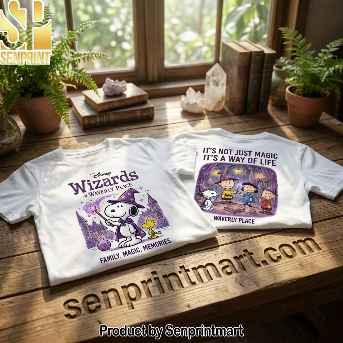 Snoopy and Peanuts Gang Wizards of Waverly Place Magic Double-Sided Graphic T-Shirt Snoopy and Peanuts Gang Wizards of Waverly Place Magic Double-Sided Graphic T-Shirt