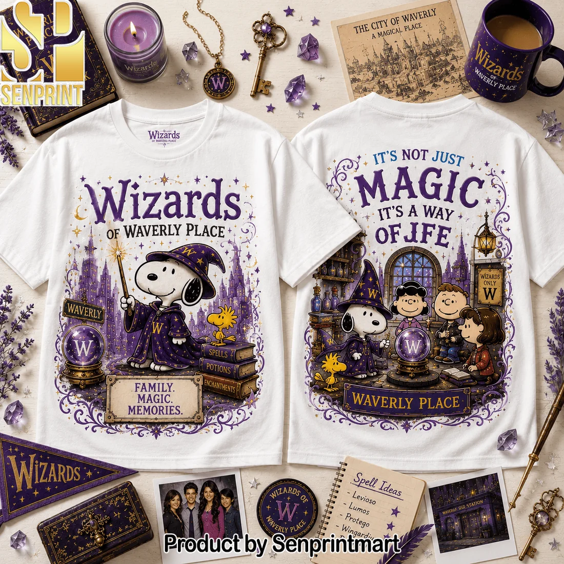 Snoopy and Peanuts Gang Wizards of Waverly Place Magic Double-Sided Graphic T-Shirt Snoopy and Peanuts Gang Wizards of Waverly Place Magic Double-Sided Graphic T-Shirt