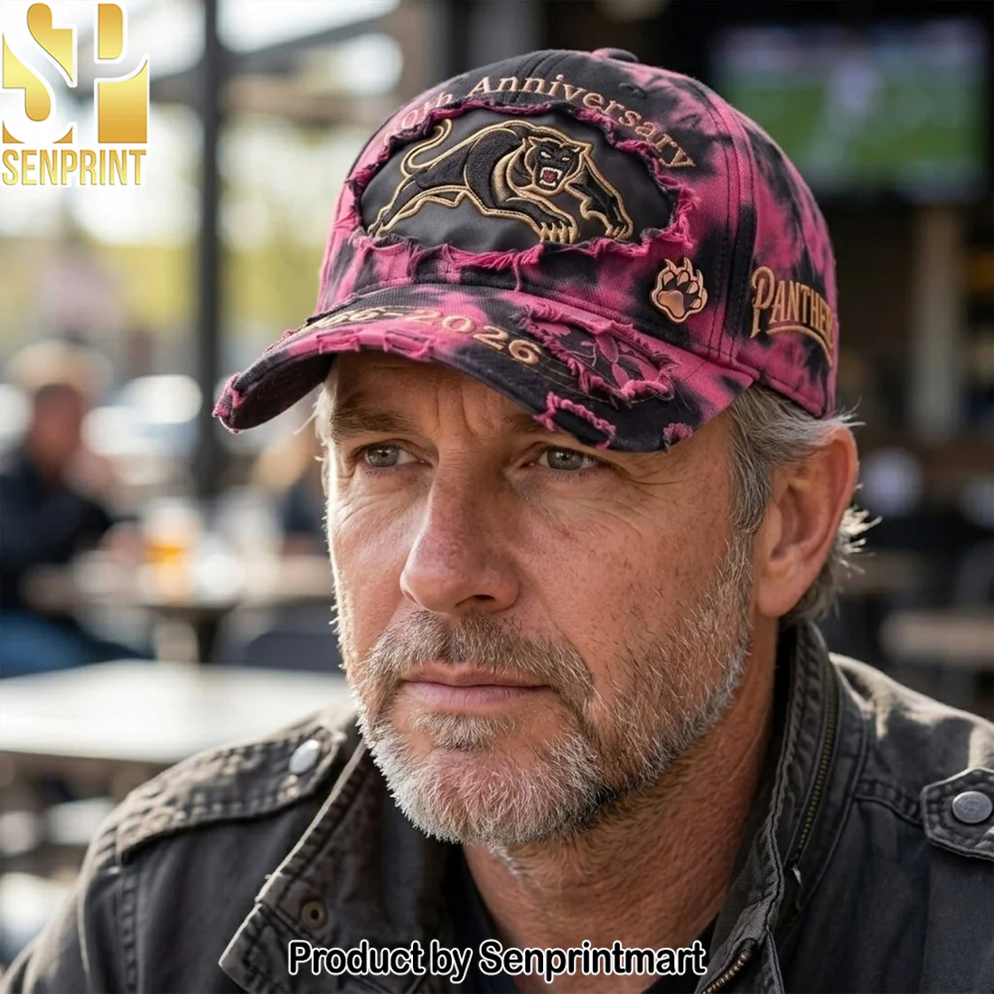 Penrith Panthers NRL 60th Anniversary 1966-2026 Commemorative Pink Black Distressed Tie Dye Baseball Cap Penrith Panthers NRL 60th Anniversary 1966-2026 Commemorative Pink Black Distressed Tie Dye Baseball Cap