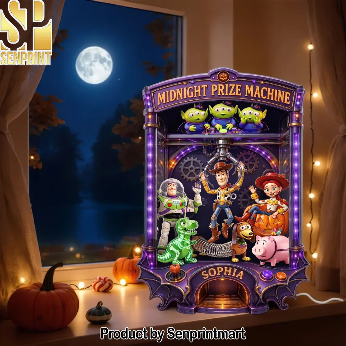 Personalized Toy Story Halloween Midnight Prize Machine LED Custom Name Acrylic Light Box Personalized Toy Story Halloween Midnight Prize Machine LED Custom Name Acrylic Light Box