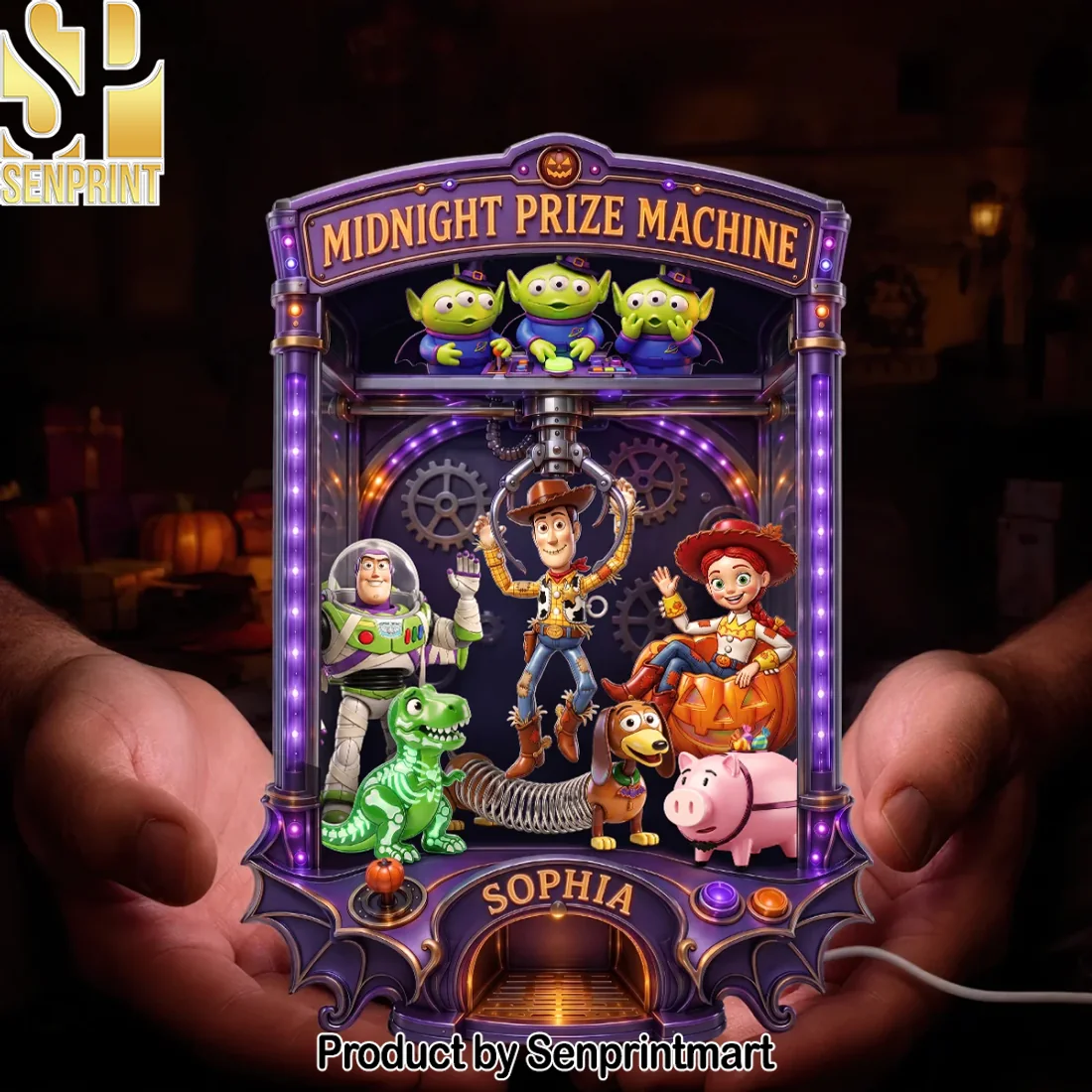 Personalized Toy Story Halloween Midnight Prize Machine LED Custom Name Acrylic Light Box