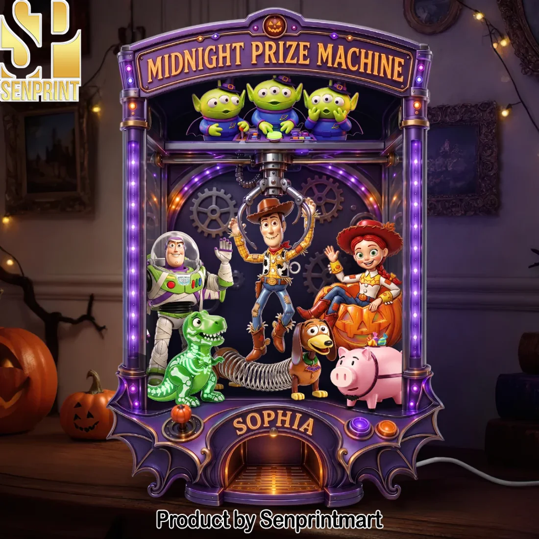 Personalized Toy Story Halloween Midnight Prize Machine LED Custom Name Acrylic Light Box Personalized Toy Story Halloween Midnight Prize Machine LED Custom Name Acrylic Light Box