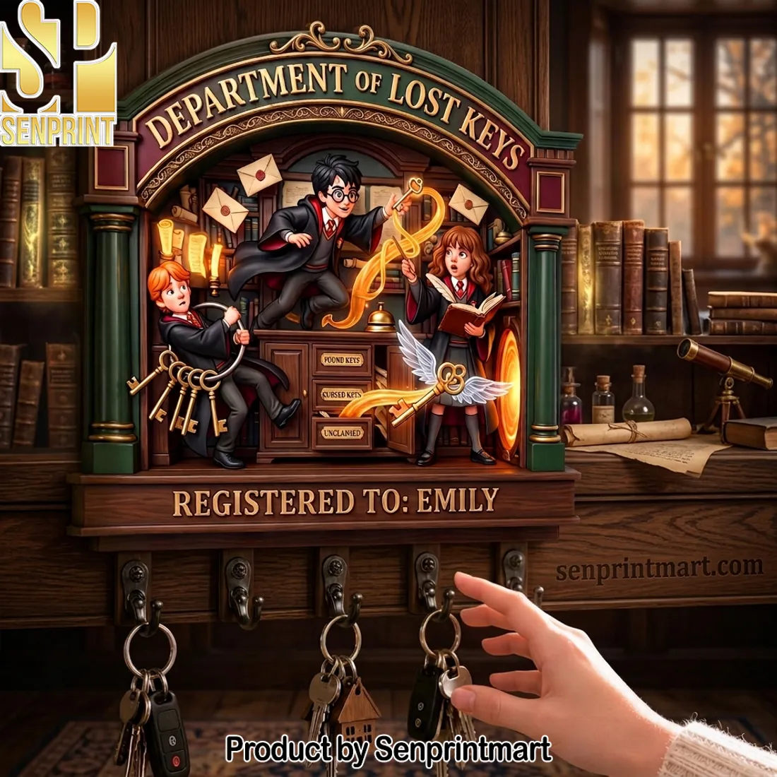 Department of Lost Keys Personalized Wizard Fantasy Custom Name Key Hanger