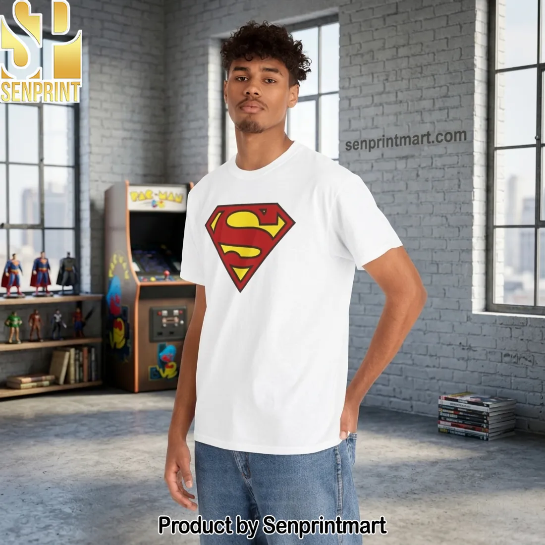 Classic Superman S-Shield Logo Graphic White T-Shirt