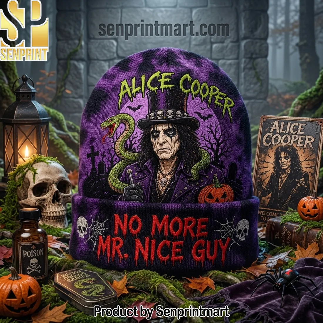 Alice Cooper No More Mr. Nice Guy Spooky Halloween Beanie Hat