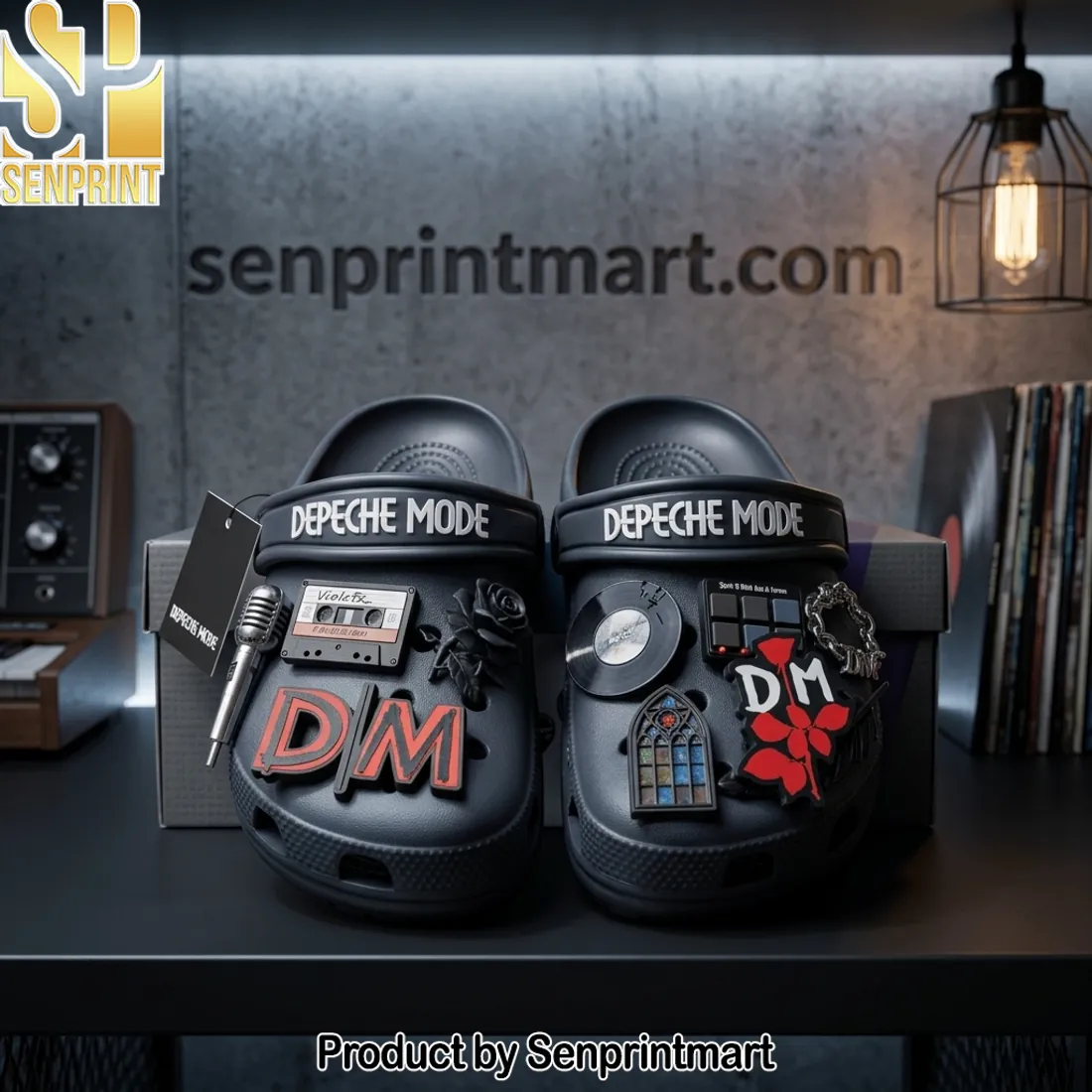Depeche Mode Retro Music Band Premium Black Clog Shoes