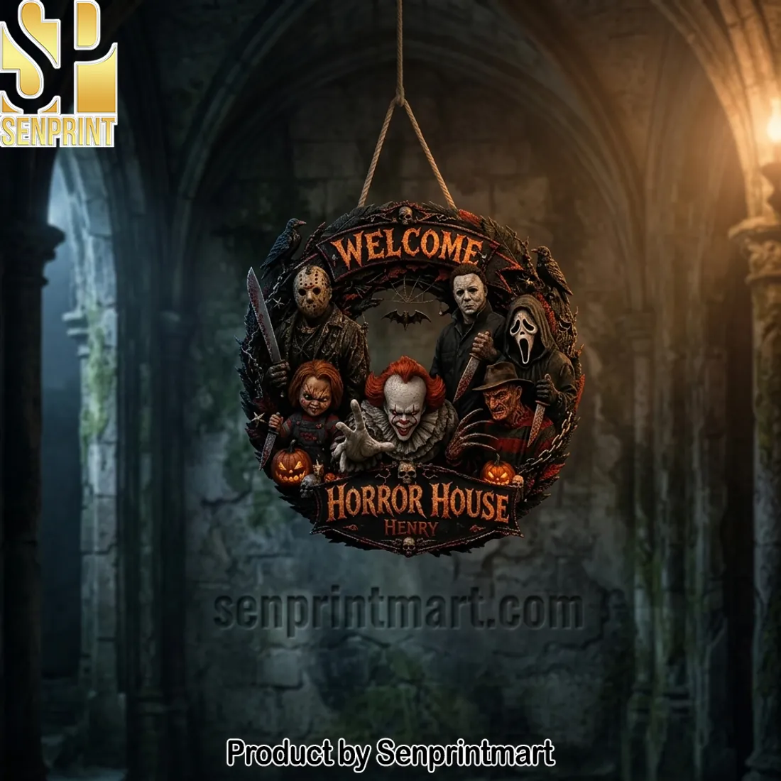 Personalized Welcome Horror House Halloween Movie Villains Door Hanger