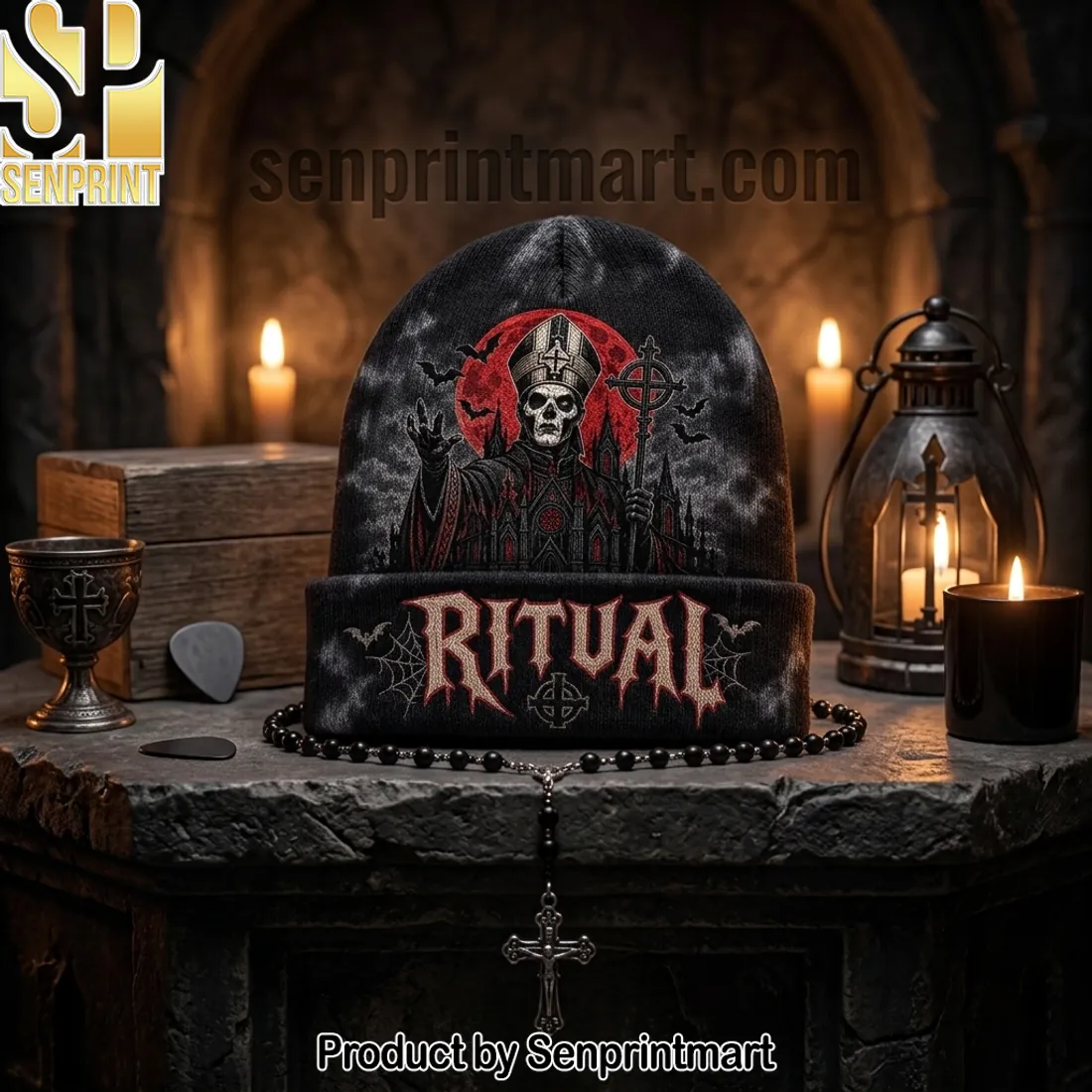 Ghost Band Ritual Gothic Papa Emeritus Metal Knit Beanie Hat