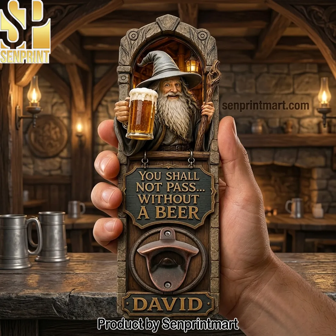 Lord of the Rings Inspired You Shall Not Pass Personalized Wall Mounted Bottle Opener
