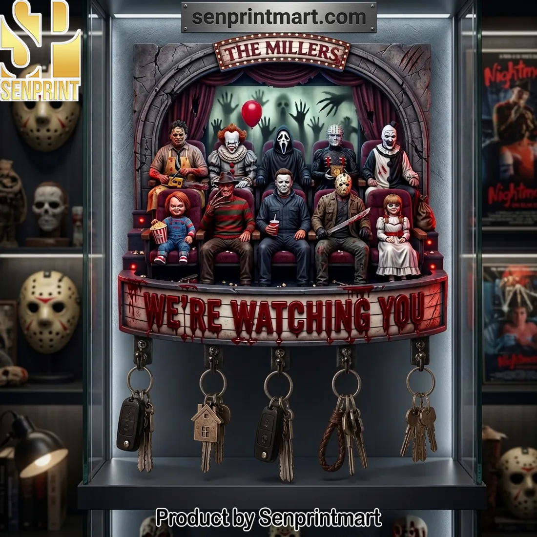 Personalized We’re Watching You Horror Movie Characters Custom Name Acrylic Key Hanger
