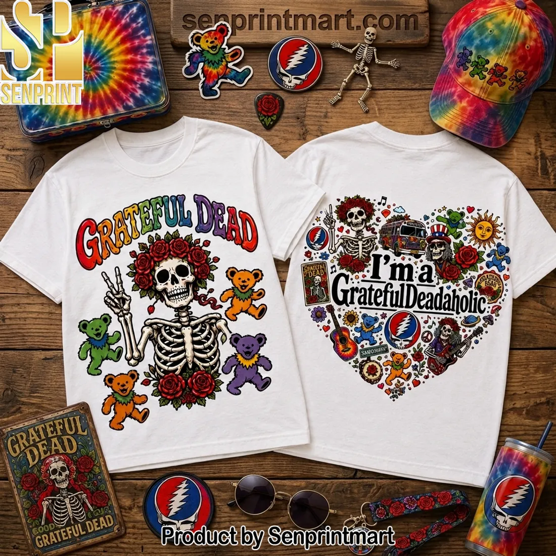 Grateful Dead Skeleton Roses I’m a Grateful Deadaholic Vintage T-Shirt Grateful Dead Skeleton Roses I’m a Grateful Deadaholic Vintage T-Shirt