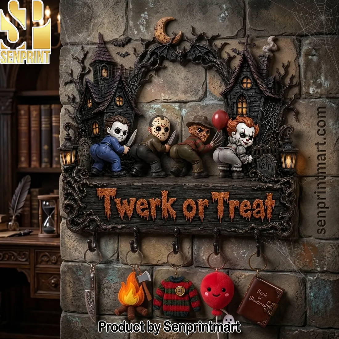 Funny Twerk Or Treat Halloween Slasher Movie Wall Key Hanger