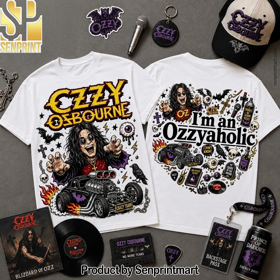 Ozzy Osbourne I’m An Ozzyaholic Crazy Train Retro Graphic T-Shirt
