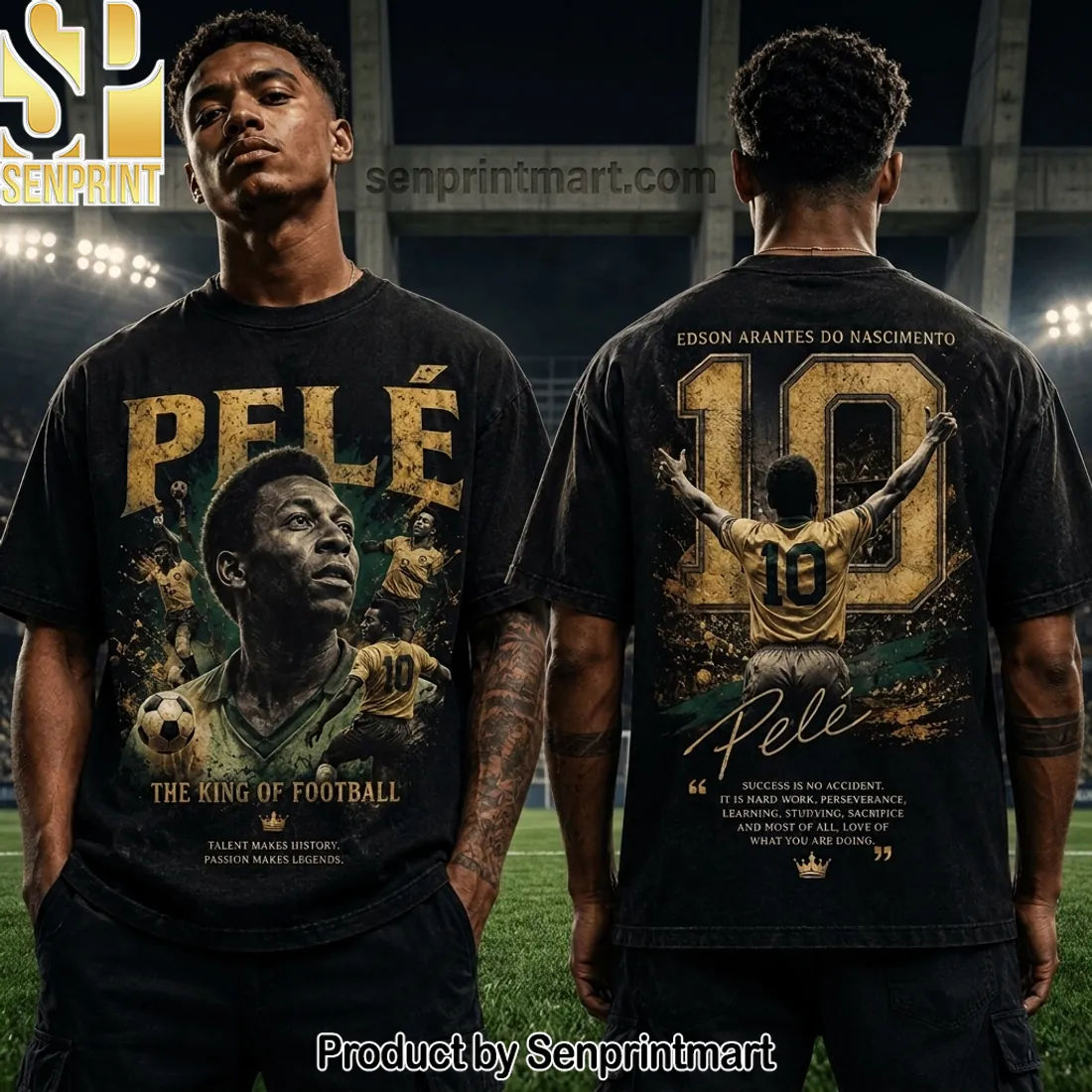 Pele The King of Football Retro Graphic T-Shirt