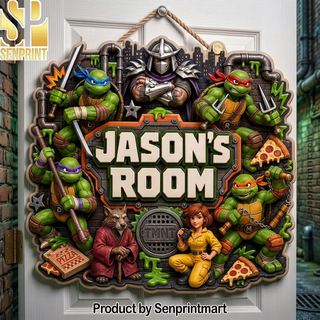 Personalized TMNT Kids Bedroom Custom Name Acrylic Sign