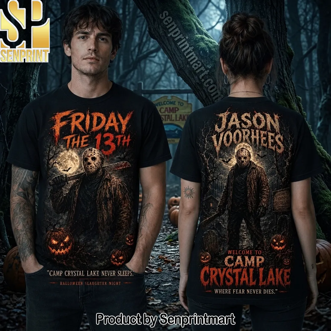 Friday The 13th Camp Crystal Lake Horror Movie Graphic T-Shirt