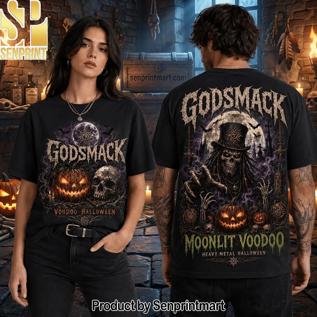 Godsmack Voodoo Halloween Gothic Graphic T-Shirt