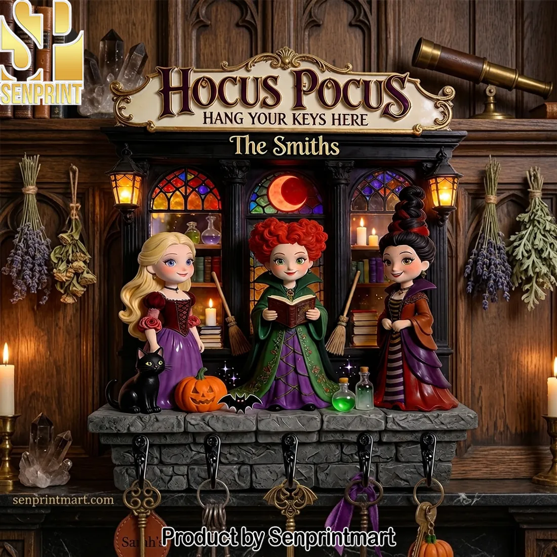Hocus Pocus Hang Your Keys Here Personalized Family Key Hanger