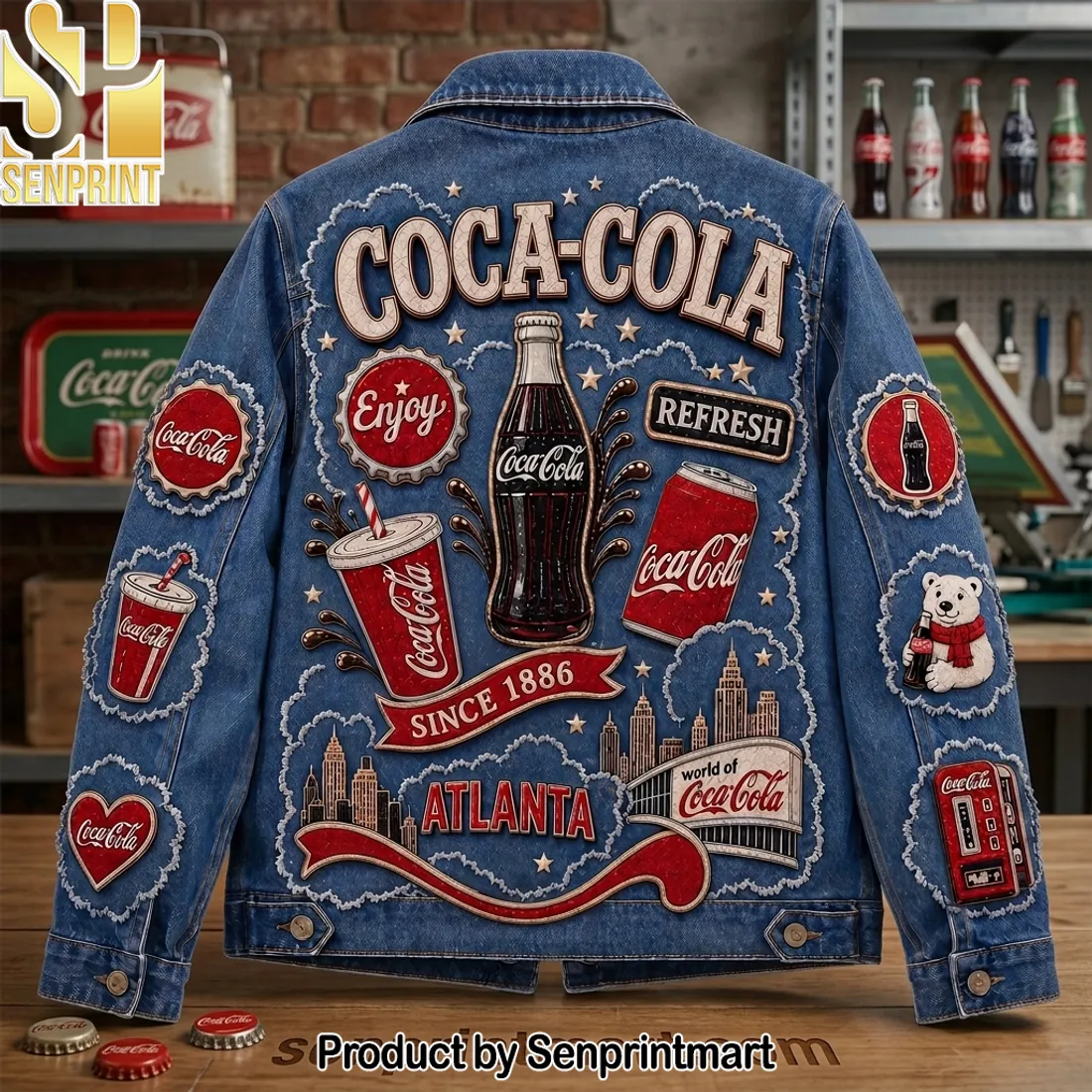Vintage Coca-Cola Since 1886 Retro Embroidered Patch Denim Jacket