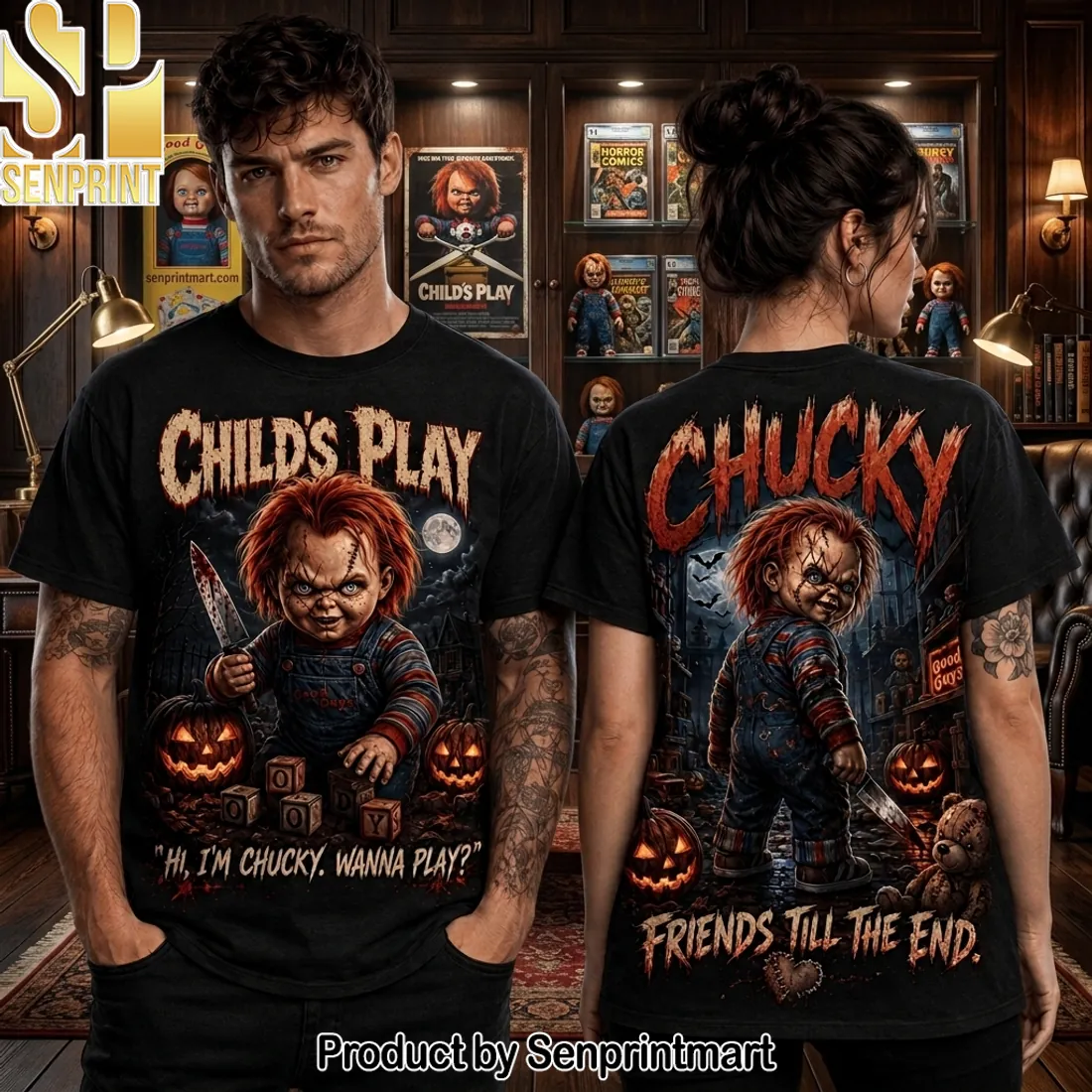 Chucky Child’s Play Wanna Play Halloween Horror Graphic T-Shirt