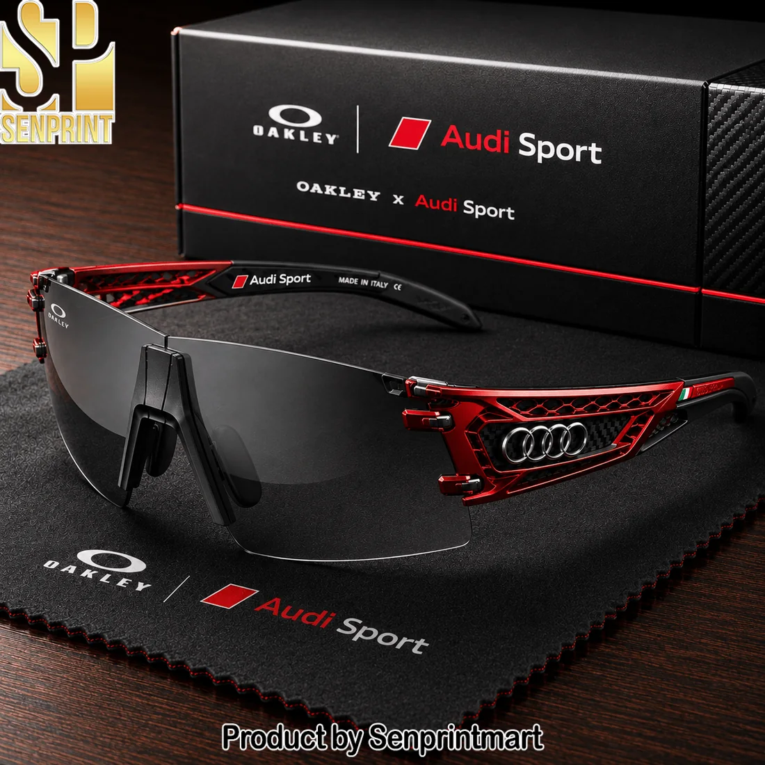 Oakley Audi Sport Edition Premium Red and Black Unisex Racing Sunglasses Oakley Audi Sport Edition Premium Red and Black Unisex Racing Sunglasses