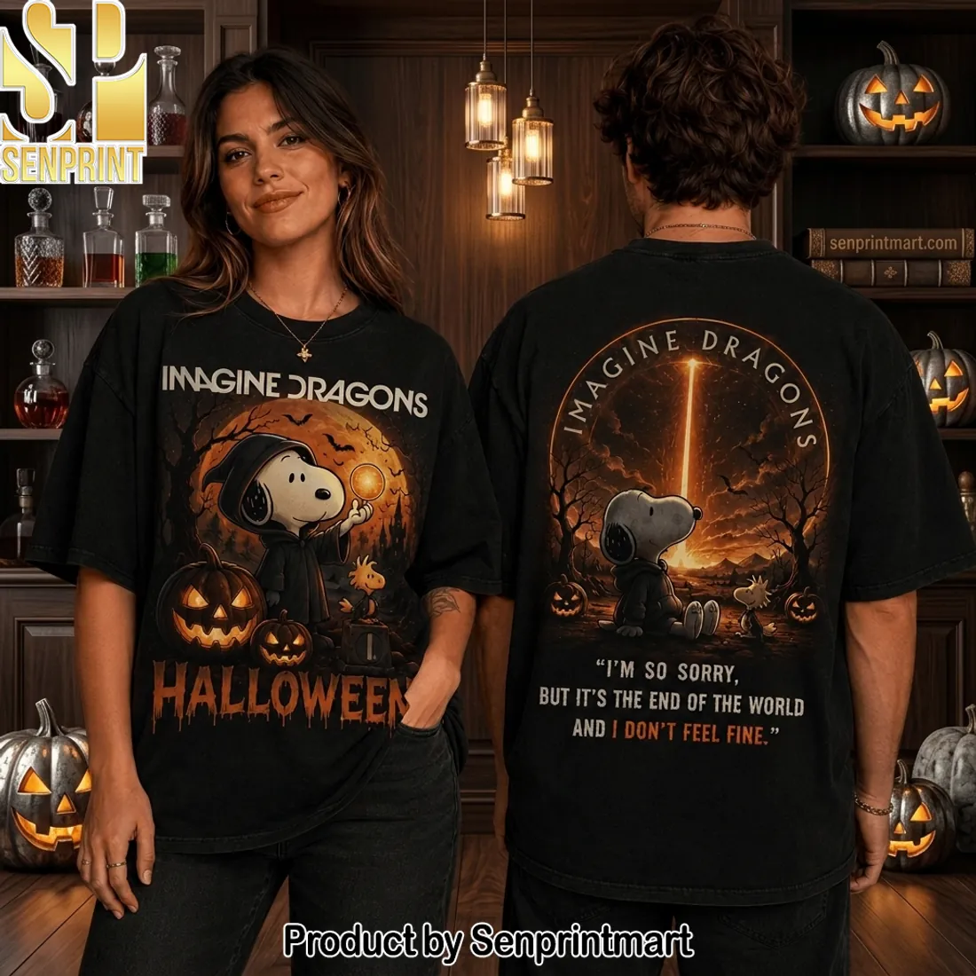 Imagine Dragons Snoopy Halloween End Of The World Vintage Graphic T-Shirt