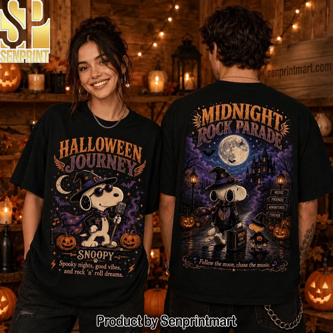 Snoopy Halloween Journey Rock N Roll Vintage Graphic T-Shirt