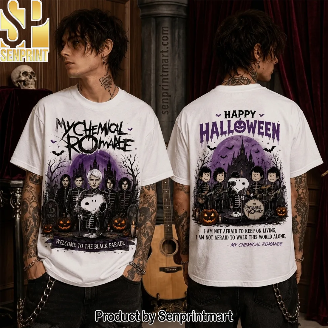 Snoopy My Chemical Romance Welcome To The Black Parade Halloween Graphic T-Shirt