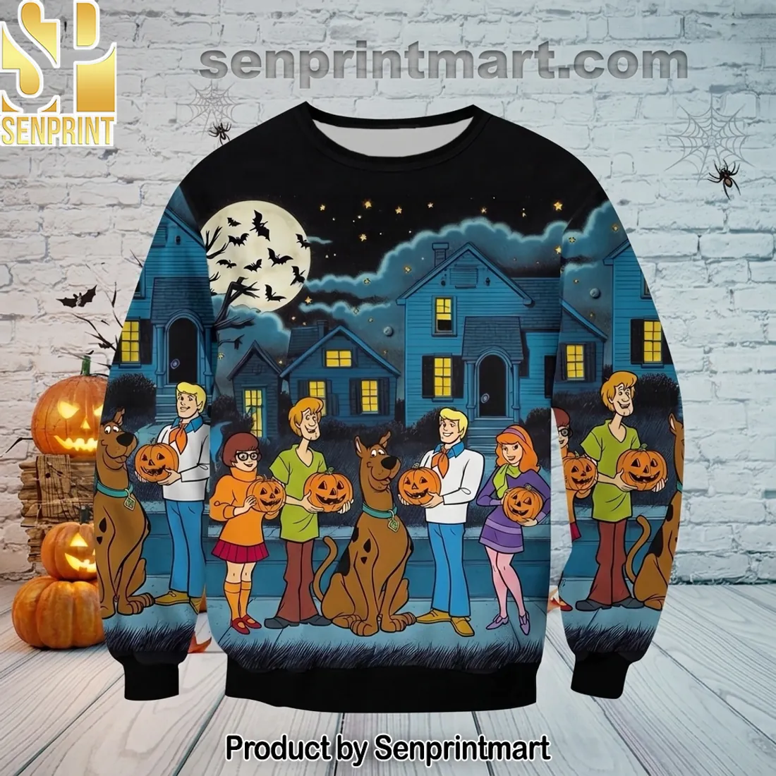 Scooby-Doo Mystery Inc Halloween Spooky Pumpkin Graphic Sweatshirt