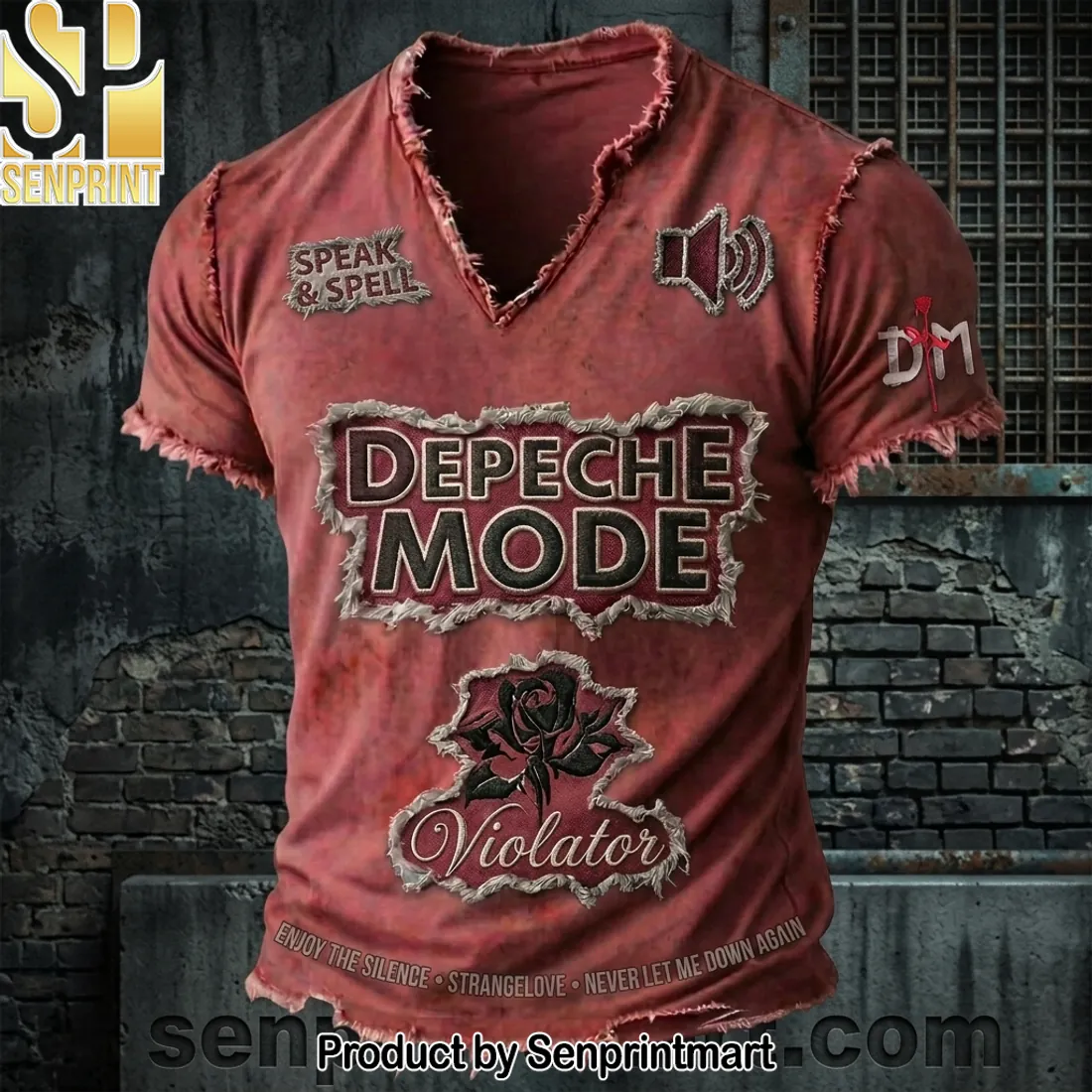 Depeche Mode Violator Vintage Distressed Band V-Neck T-Shirt