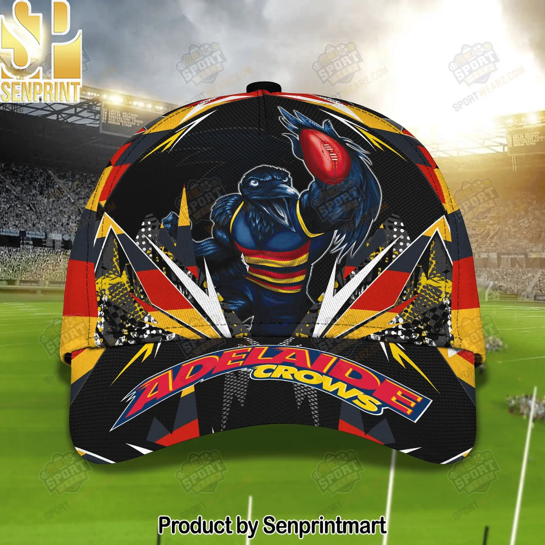 Adelaide Crows AFL Premium Mascot Graphic All Over Print Adjustable Baseball Cap