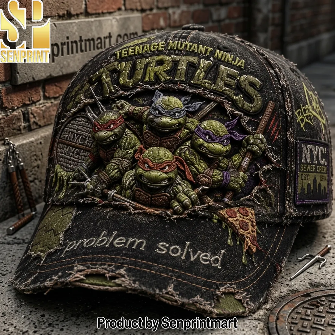 Teenage Mutant Ninja Turtles Problem Solved Distressed Vintage Cap