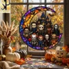 Personalized Cute Ghost Couple Camping Halloween Stained Glass Style Window Hanging Suncatcher