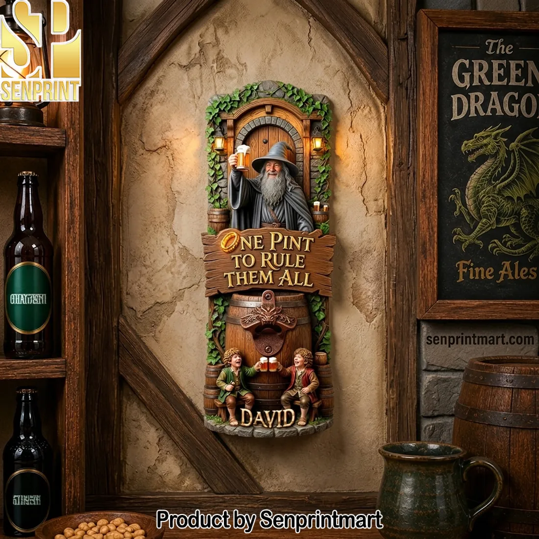 Lord of the Rings One Pint to Rule Them All Personalized Wall Mounted Bottle Opener