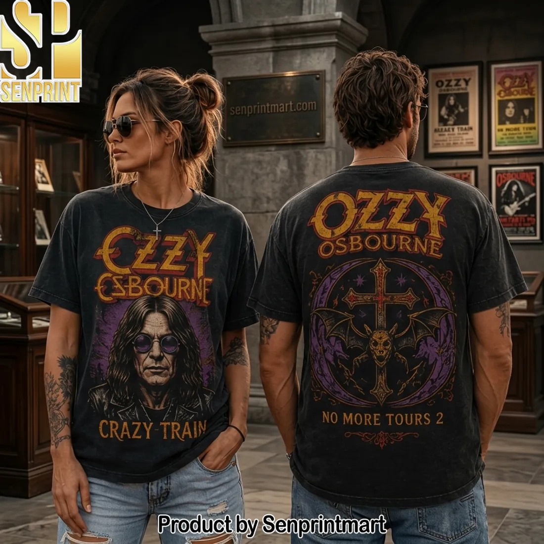 Ozzy Osbourne Crazy Train Vintage Washed Graphic T-Shirt