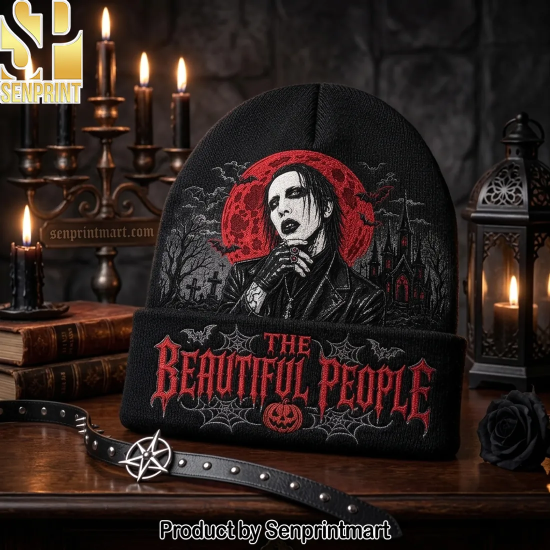Marilyn Manson The Beautiful People Gothic Halloween Knit Beanie Hat