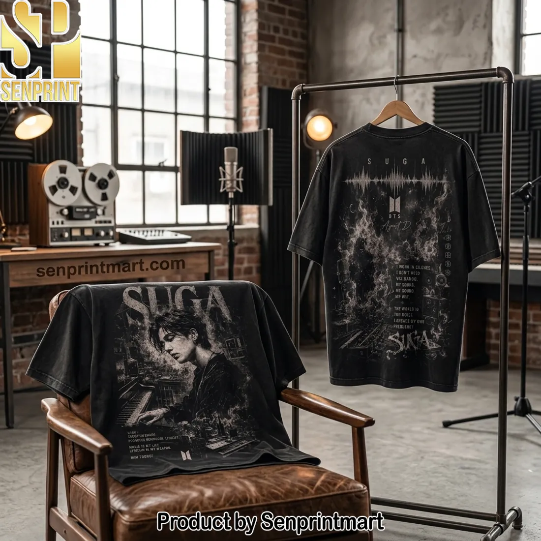 BTS Suga Agust D Vintage Graphic Retro Wash T-Shirt