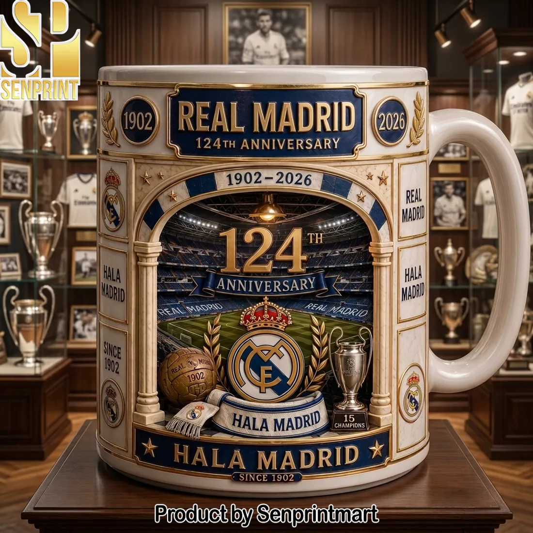 Real Madrid 124th Anniversary Hala Madrid Commemorative Ceramic Coffee Mug