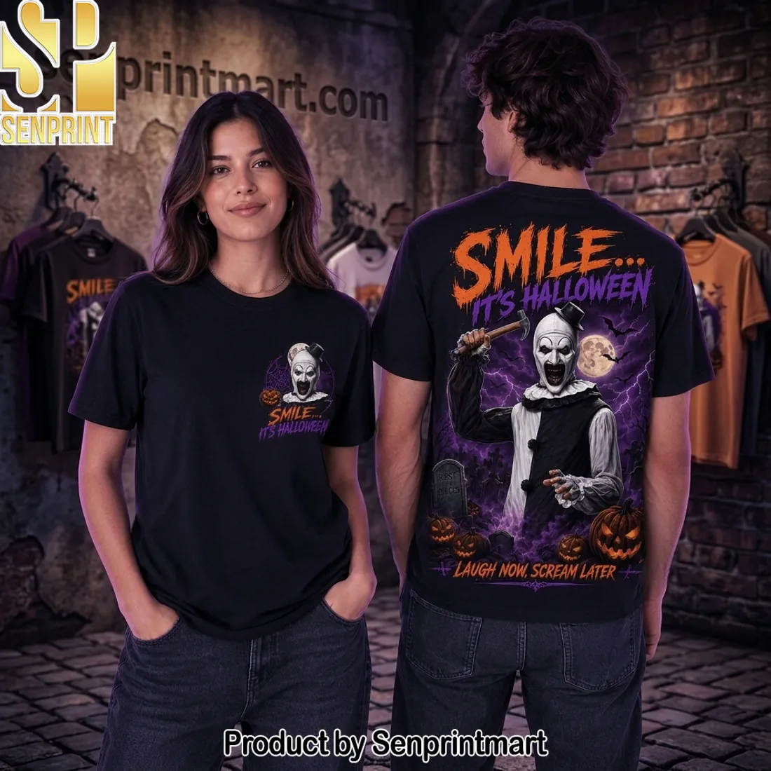 Terrifier Art the Clown Smile It’s Halloween Graphic T-Shirt