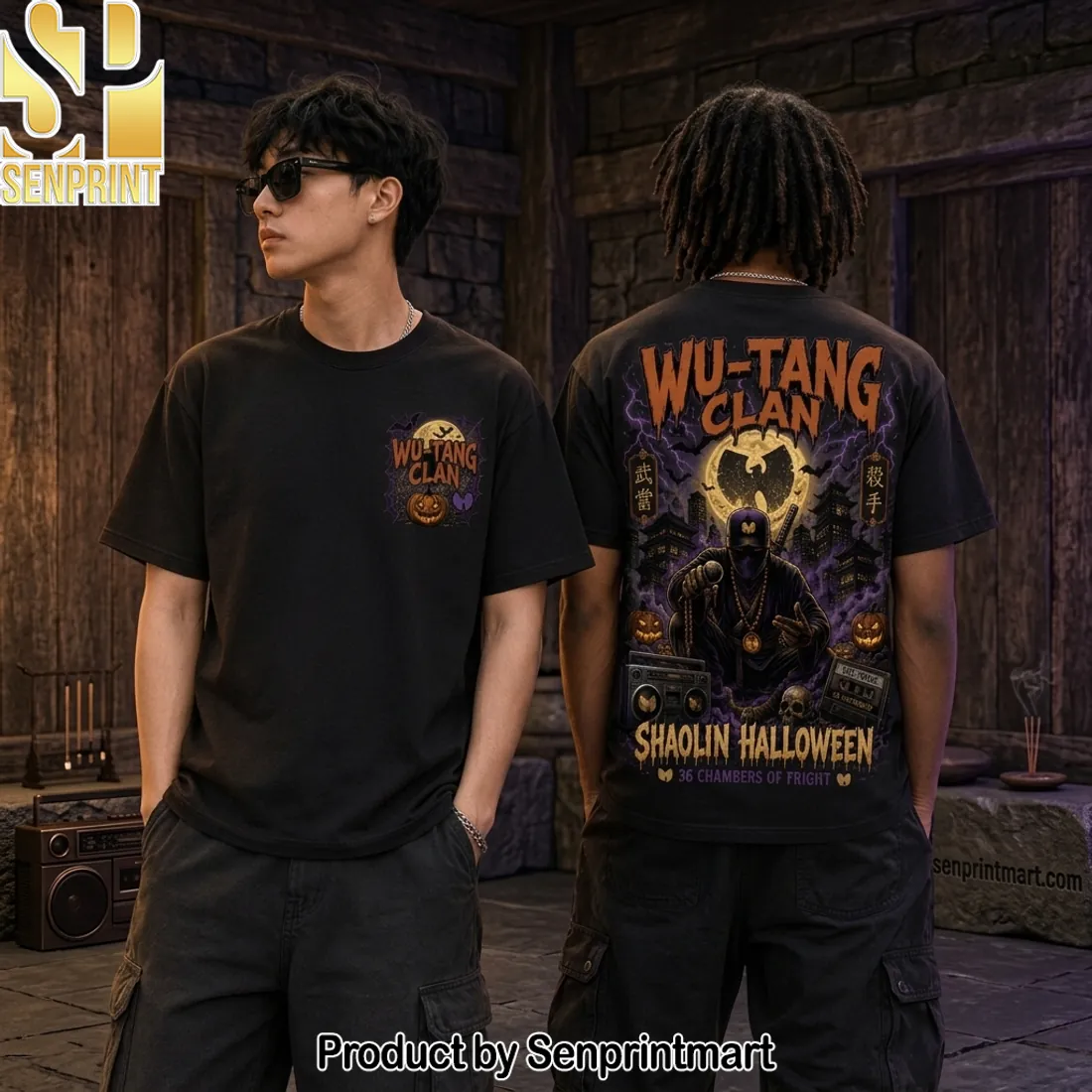 Wu-Tang Clan Shaolin Halloween 36 Chambers of Fright Graphic T-Shirt