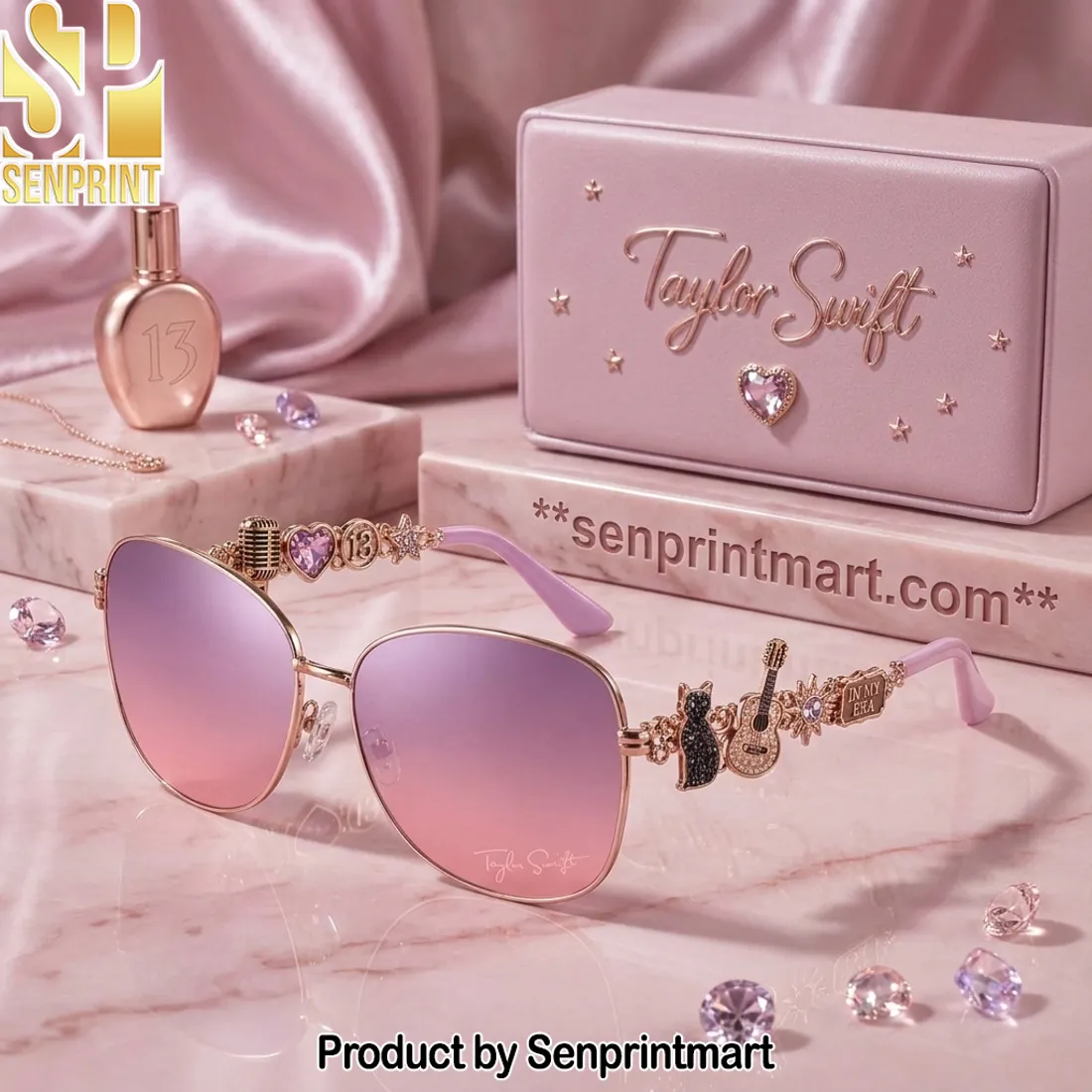 Taylor Swift In My Era Pink Gradient Rhinestone Sunglasses