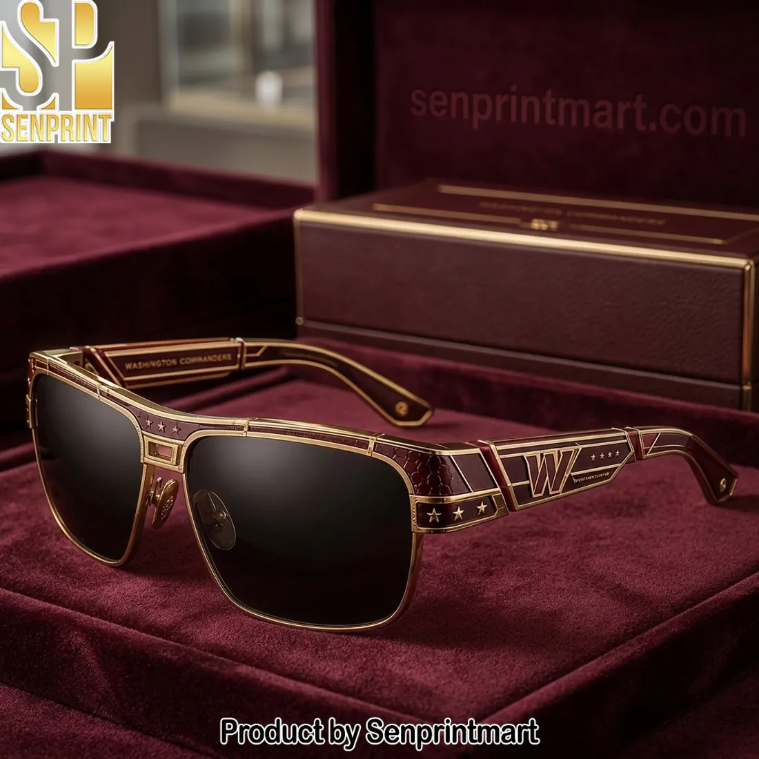 Washington Commanders Luxury Gold and Burgundy Premium Sunglasses