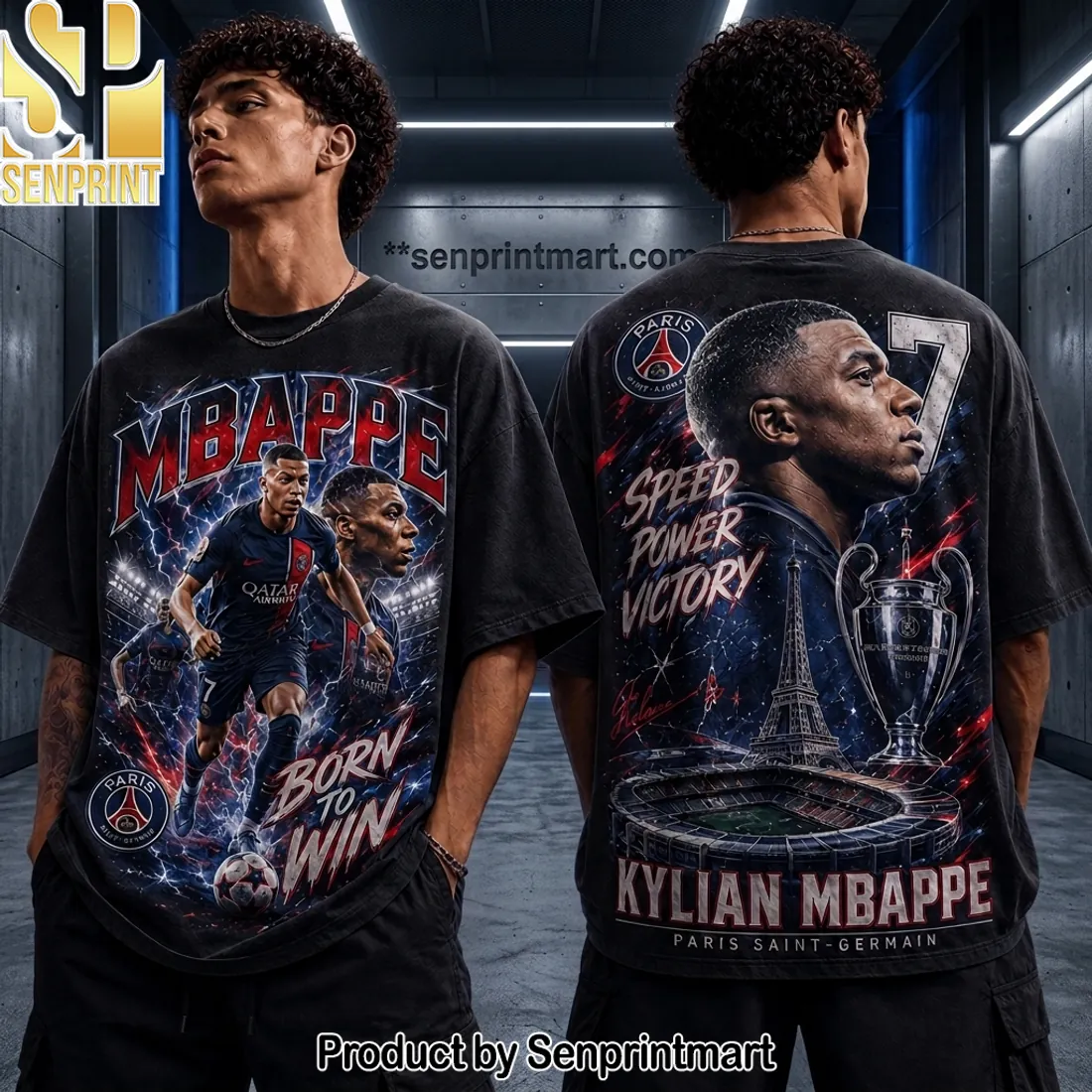 Kylian Mbappe Paris Saint-Germain Born to Win Vintage Graphic T-Shirt