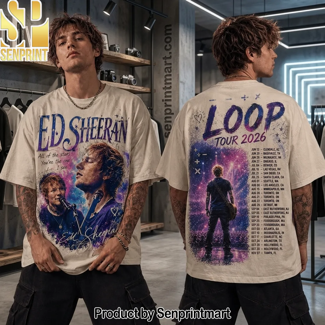 Ed Sheeran Loop Tour 2026 Vintage Concert Graphic T-Shirt