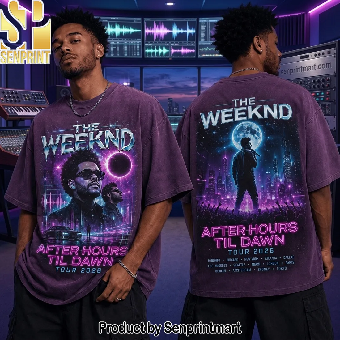 The Weeknd After Hours Til Dawn Tour 2026 Vintage Purple Graphic T-Shirt
