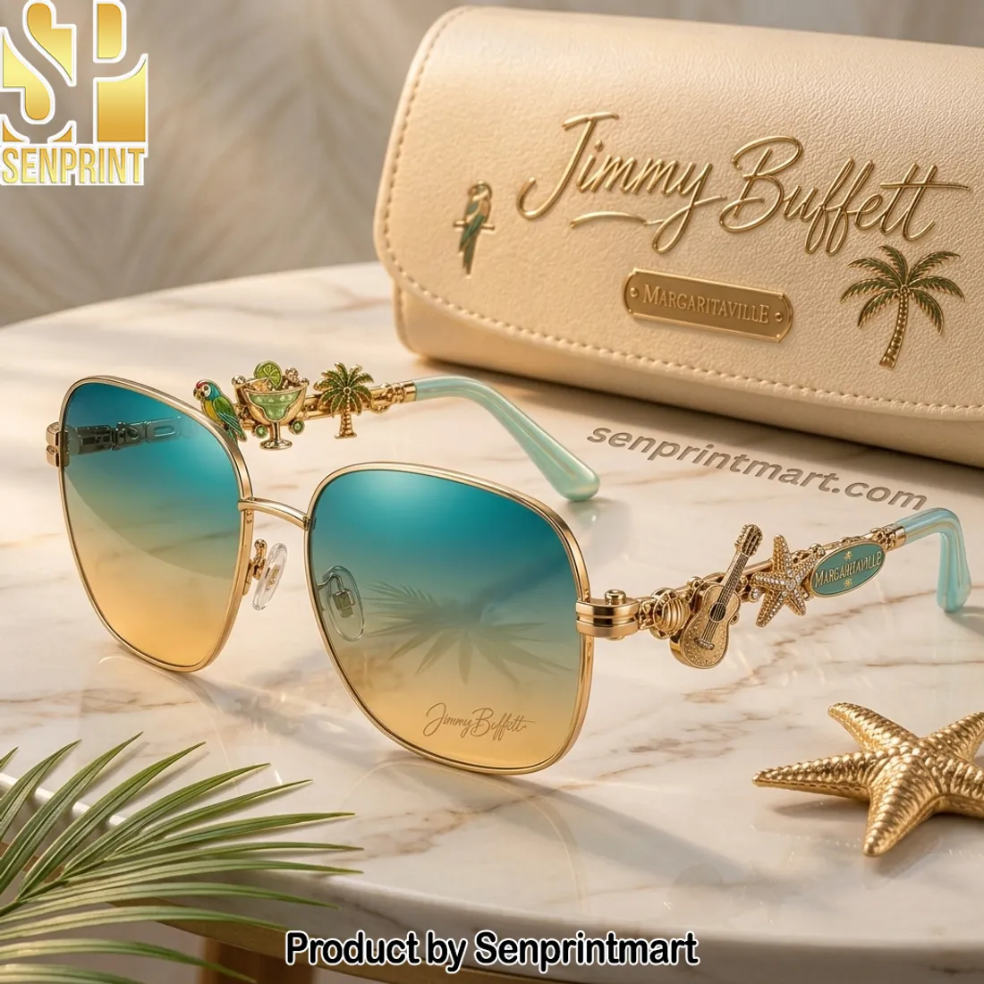 Jimmy Buffett Margaritaville Tropical Gold Charm Gradient Sunglasses