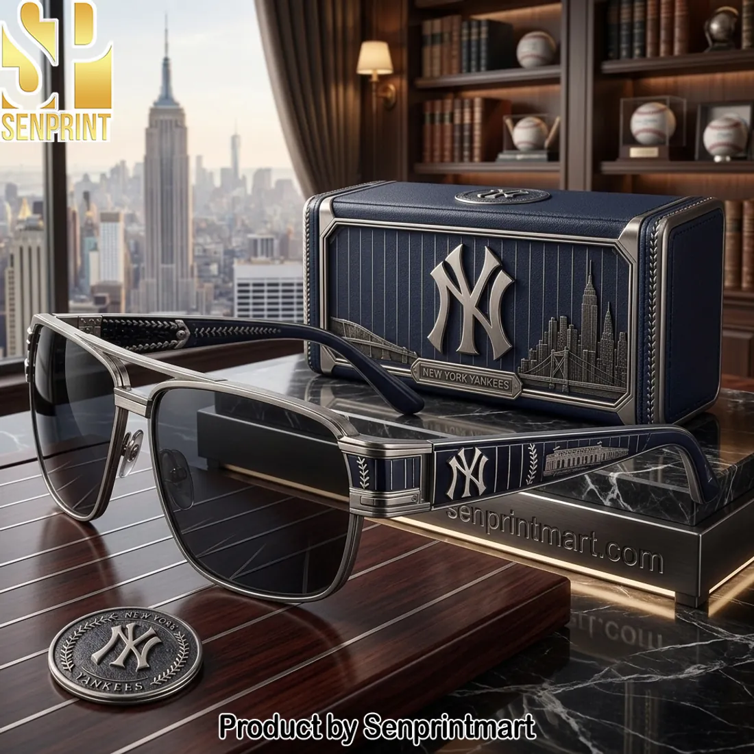 New York Yankees Premium Metal Frame Luxury Unisex Sunglasses