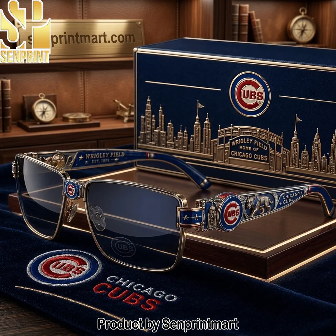 Chicago Cubs Wrigley Field Premium Engraved Luxury Sunglasses