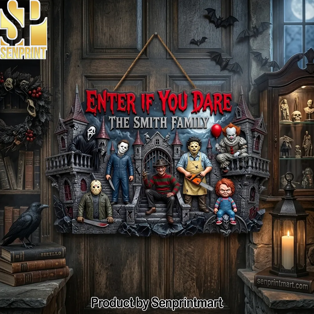 Enter If You Dare Personalized Horror Movie Characters Halloween Acrylic Sign