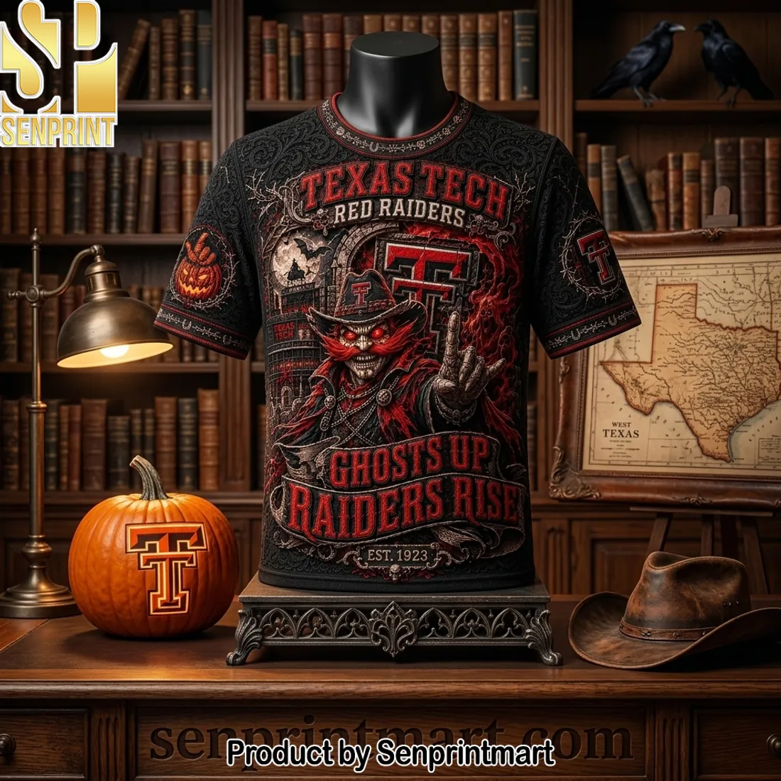 Texas Tech Red Raiders Ghosts Up Raiders Rise Halloween 3D T-Shirt